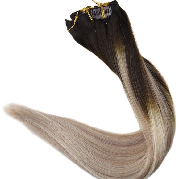 ✨ 18” 120 Gram FULL HEAD Human Hair OMBRÉ Clip ins main image 4